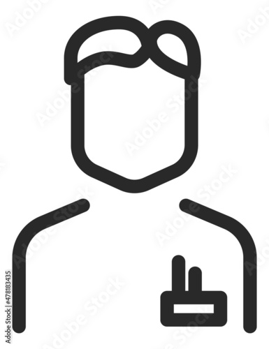 Man with pen in pocket. Doctor or office worker. Simple linear icon