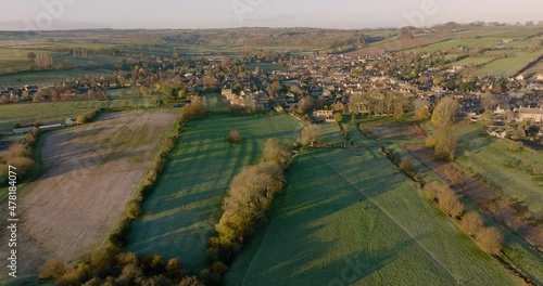 Chipping Campden Cotswolds Village Gloucestershire Aerial View Autumn Colour Graded photo