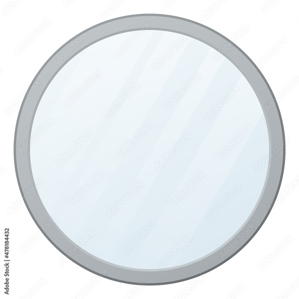 Mirror frame. Round glass surface with blurry reflection Mirror frame. Round glass surface with blurry reflection