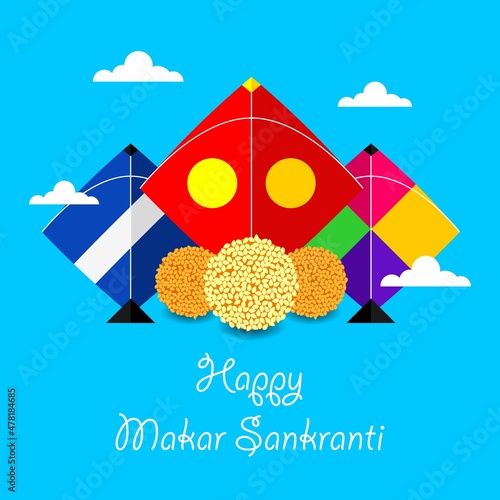 Happy Makar Sankranti Vector background. Cheerful Festival of India.  photo