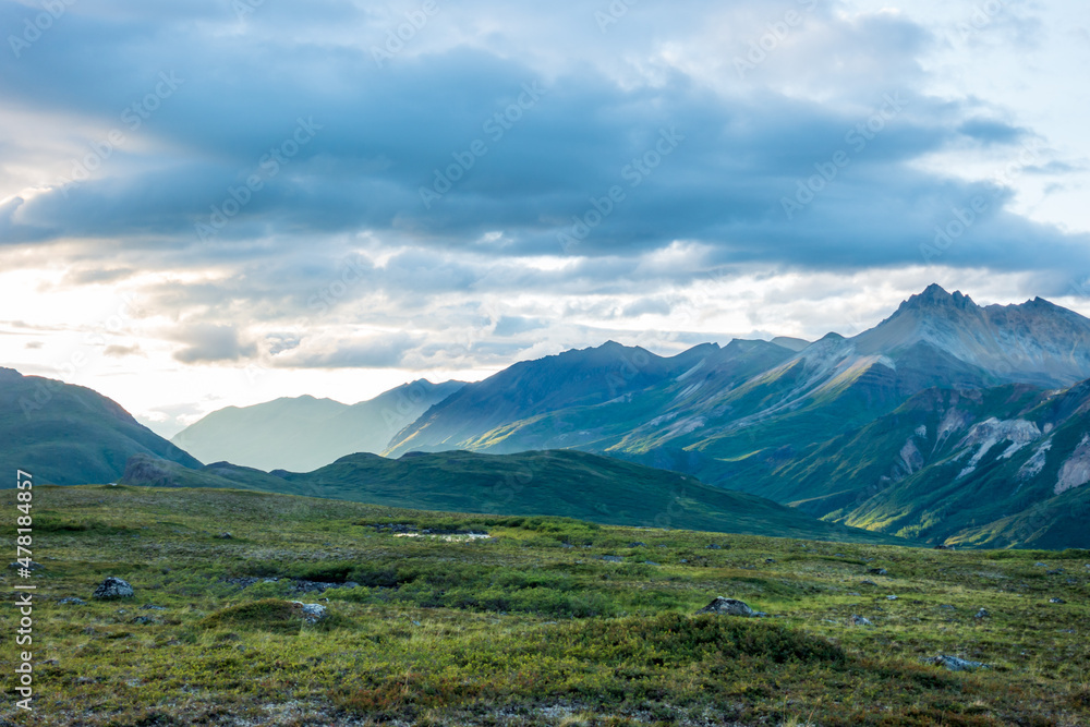 Above the tree line in Alaska's Northern Talkeetna Mountains, the light at low angles can be spectacular.