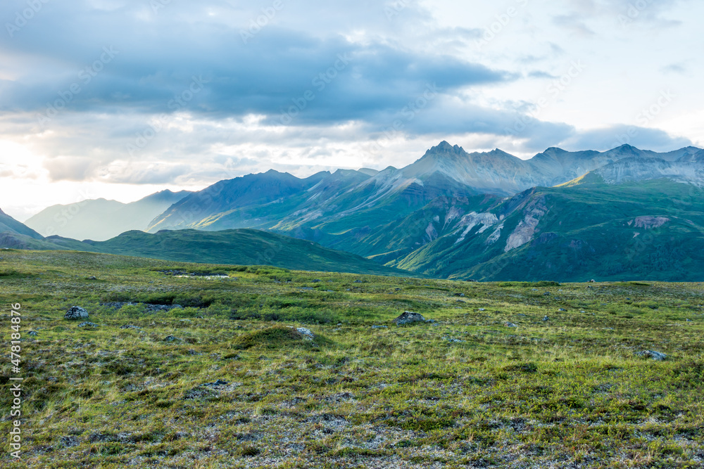 Above the tree line in Alaska's Northern Talkeetna Mountains, the light at low angles can be spectacular.