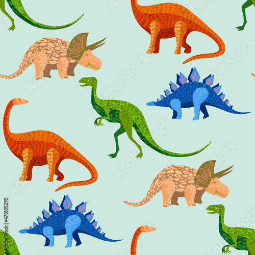 Fototapeta Naklejka Na Ścianę i Meble -  Dinosaurs Seamless Pattern