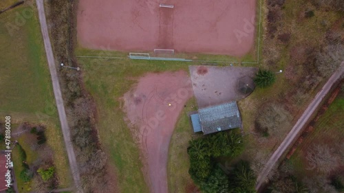 Aerial Rural Football Pitch Birds Eye