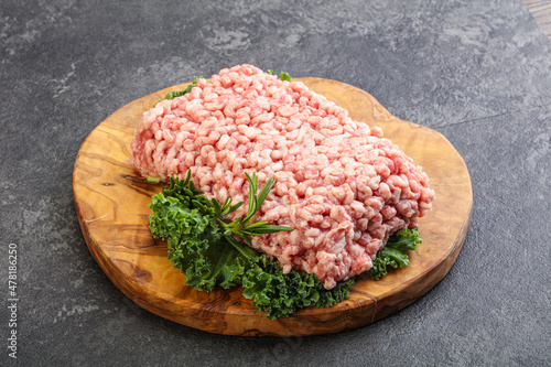 Raw pork minced meat for cooking