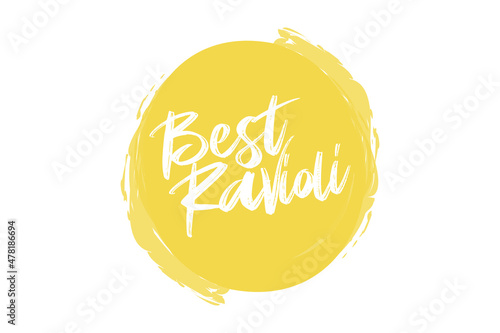 Modern, simple, minimal typographic design of a saying "Best Ravioli" in tones of grey color. Cool, urban, trendy and playful graphic vector art with handwritten typography.