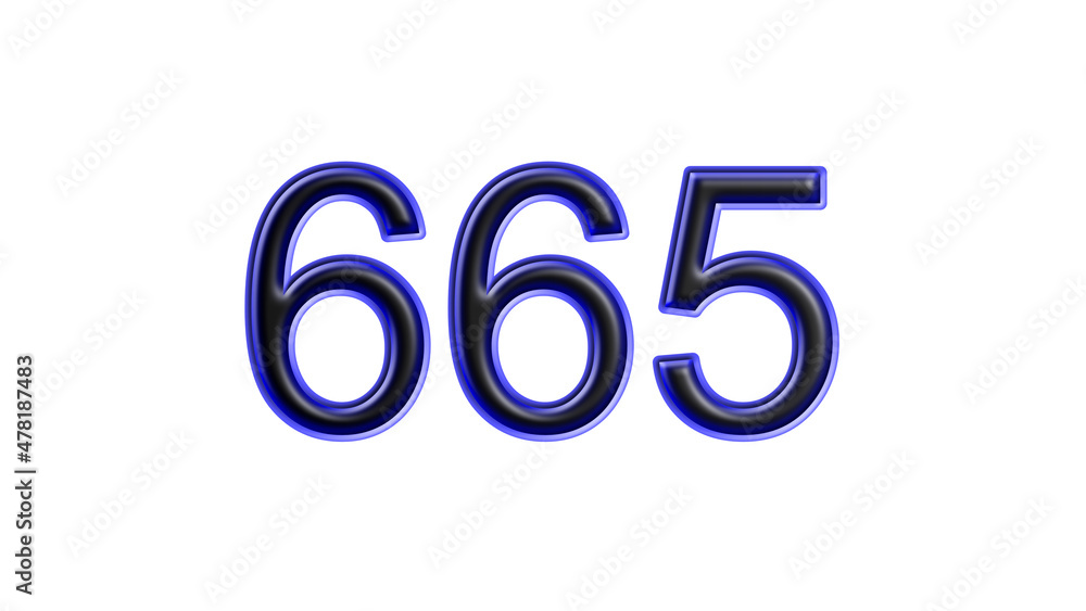 blue 665 number 3d effect white background blue 665 number 3d effect white background