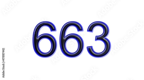 blue 663 number 3d effect white background