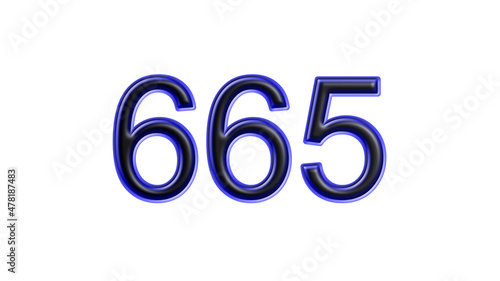 blue 665 number 3d effect white background