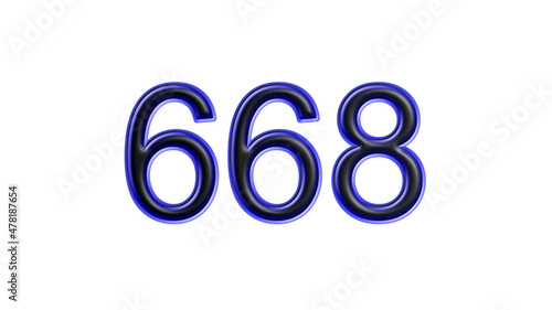 blue 668 number 3d effect white background