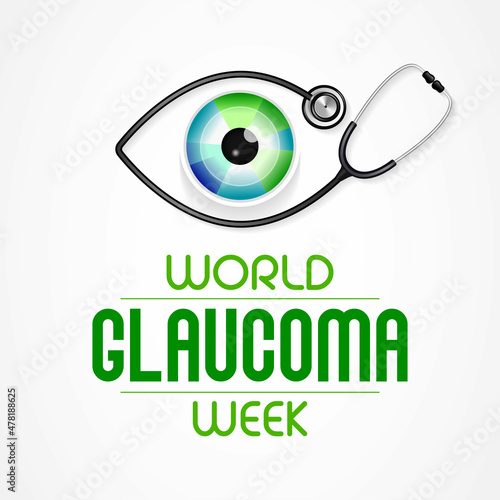 World Glaucoma Week is observed every year in March, it is a group of eye conditions that damage the optic nerve, the health of which is vital for good vision. Vector illustration
