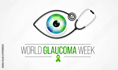 World Glaucoma Week is observed every year in March, it is a group of eye conditions that damage the optic nerve, the health of which is vital for good vision. Vector illustration