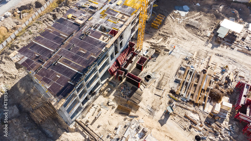 construction site, buildings with cranes. © Angelov