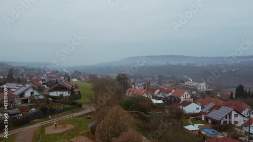Aerial Rural Village Pan Up