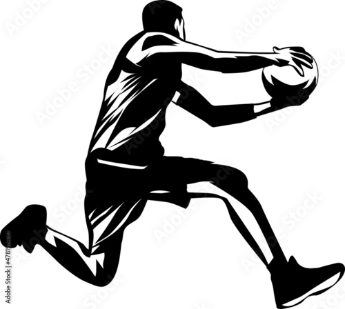 silhouette player basketball slam dunk