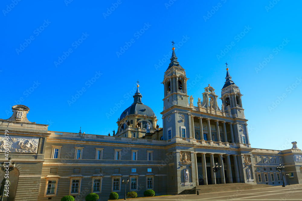 Cathedral Almudena in Madrid  Spain . Catedral de la Almudena . Baroque Catholic cathedral with chapel