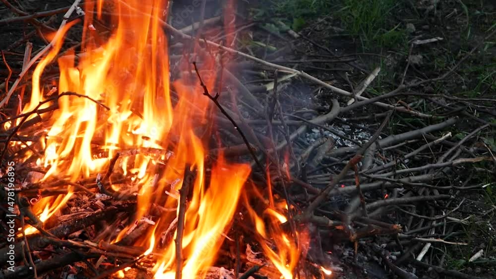 Light and keep the fire burning. Campfire close-up on a hike. Light and keep the fire burning. Campfire close-up on a hike.