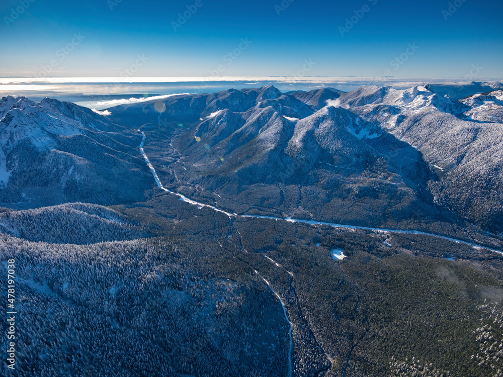 Stock Aerial Photo of Capilano Watershed in Winter, Canada