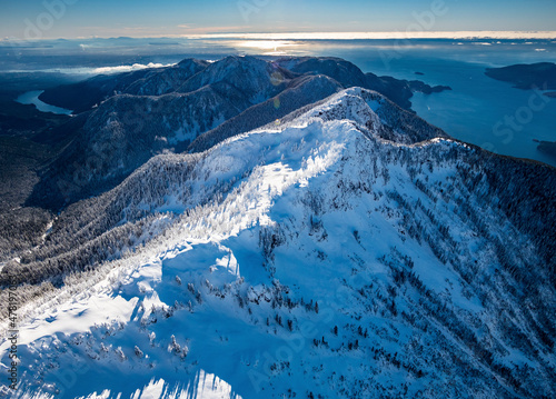 Stock Aerial Photo of Howe Sound Crest Trail In Winter, Canada