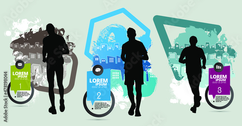 Running marathon, people run, sport background ready for poster or banner vector illustration 