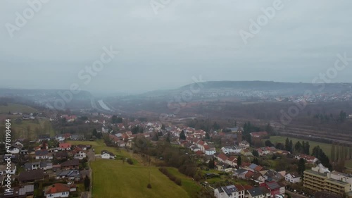 Aerial Rural Village Pull Back