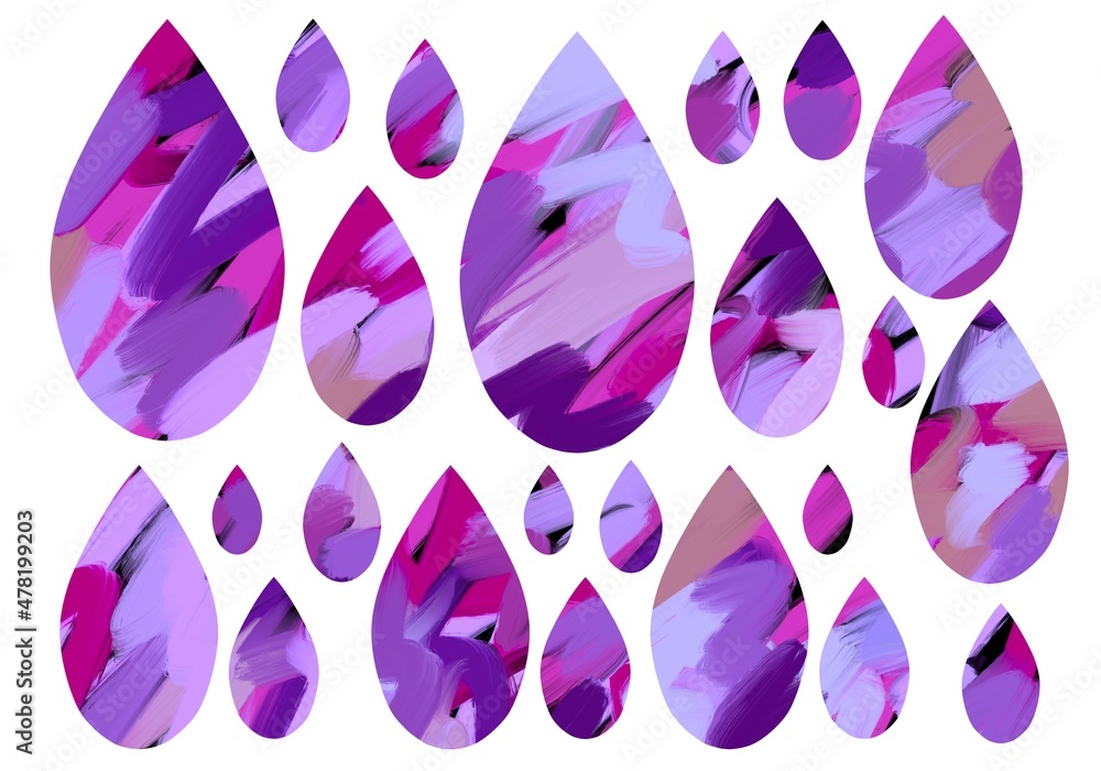 Set with coloured water rain drops for stickers and postcard and cards and kids and magazines Set with coloured water rain drops for stickers and postcard and cards and kids and magazines