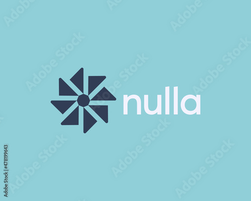 Abstract flower, windmill logo design template in minimalistic style. Creative fan, energy, vortex vector logotype concept icon.