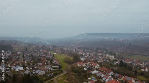 Aerial Rural Village Push In.