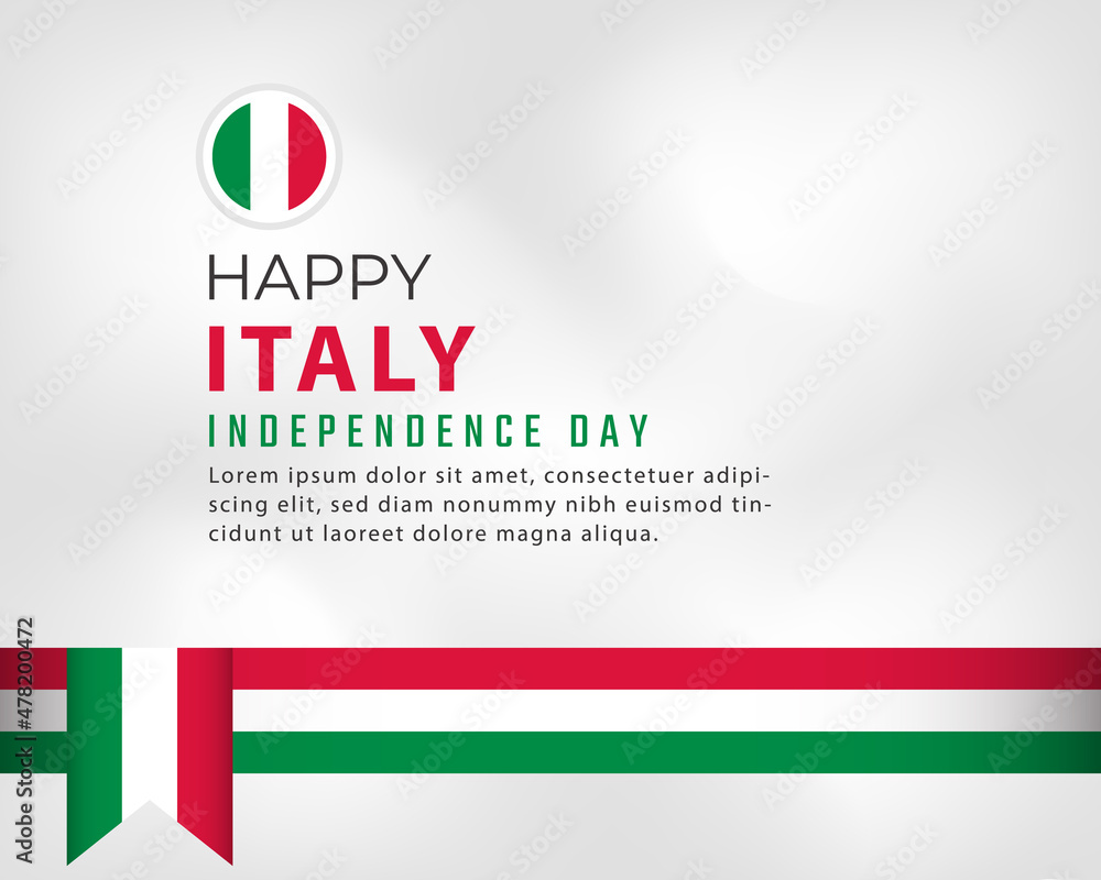 Obraz premium Happy Italy Independence Day Celebration Vector Design Illustration. Template for Independence Day Poster Design Element