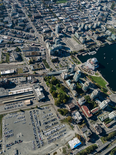 Stock aerial photo of City Gate and Train Station Vancouver, Canada photo