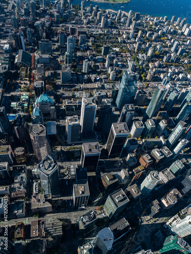 Stock aerial photo of Burrard Downtown Vancouver, Canada