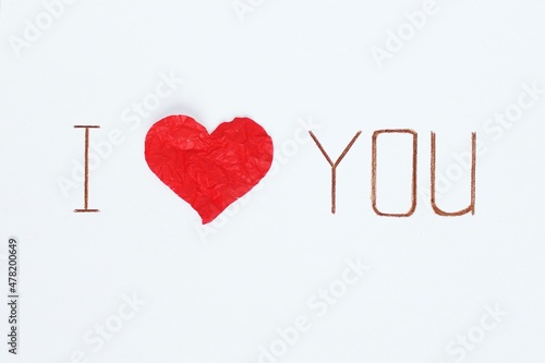 red heart on a white background, I love you, valentine's day
