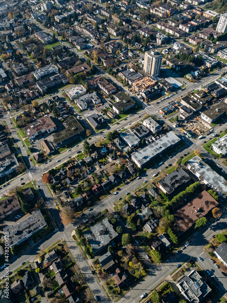 Stock aerial photo of New Westminster, Canada