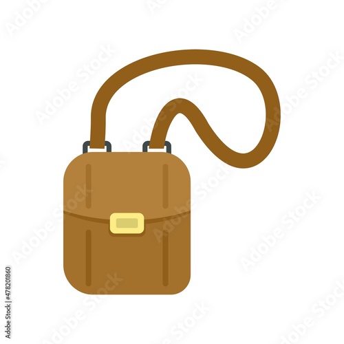 Hunter safari bag icon flat isolated vector