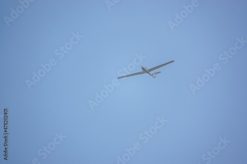 1984 Grob G-109B C-N 6314 a low wing two-seat self-launching motor glider flying in a blue sky