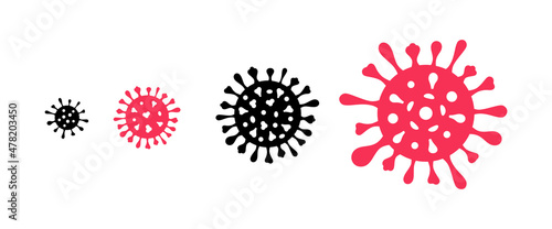 SARS-CoV-2 Coronavirus Bacteria Cell Icon, 2019-nCoV, Covid-2019, Coronavirus Bacteria. No Infection and Stop Coronavirus Concepts