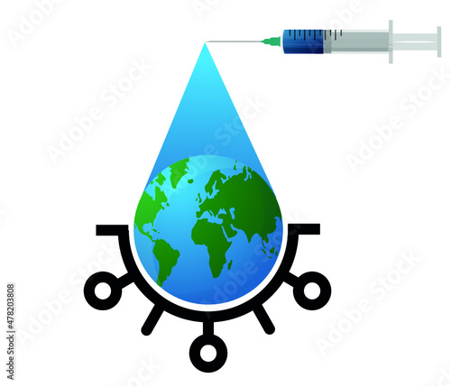 Vaccine. Global vaccination icon. Editable vector.