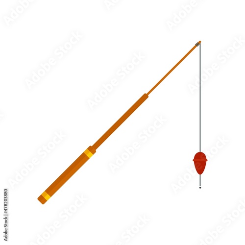 Fishing rod stick icon flat isolated vector