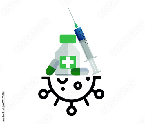 Immunity and vaccination concept. Virus protection, vaccine, antibiotic icon. Modern vector illustration.
