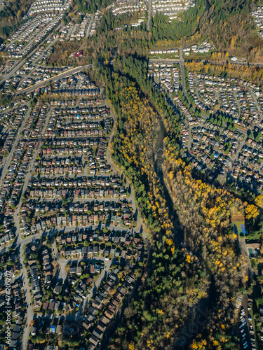 Stock aerial photo of Coquitlam Burke Mountain, Canada