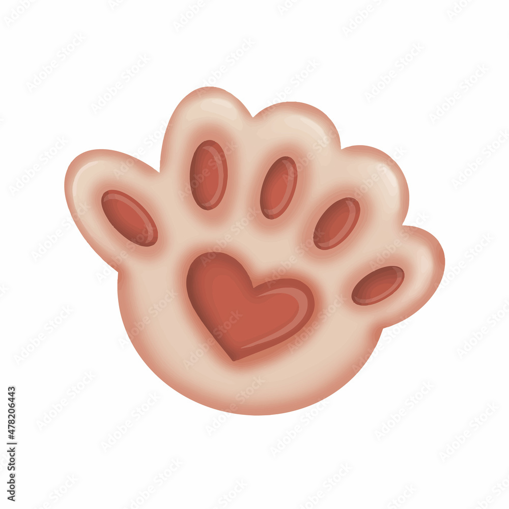 illustration of paw of cat with heart isolated on white background. Vector illustration illustration of paw of cat with heart isolated on white background. Vector illustration
