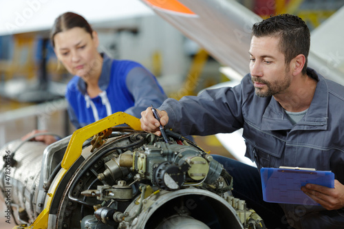 Bild auf Leinwand jet mechanics diagnostic turbo engine