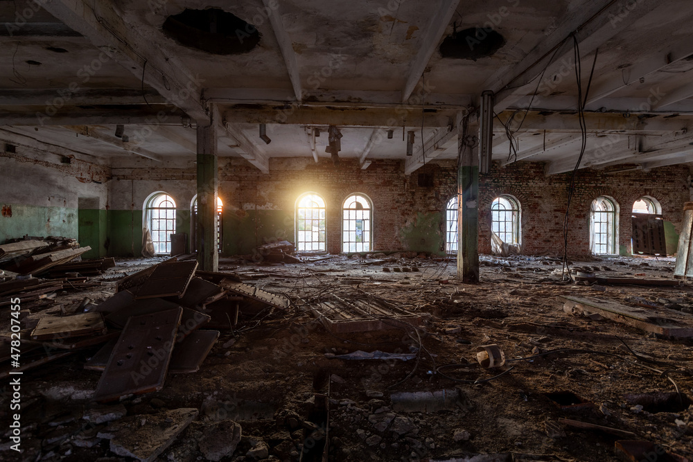 Old ruined industrial building for reconstruction as loft Old ruined industrial building for reconstruction as loft