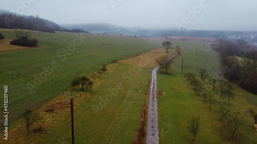 Rural Power Lines Through Countryside