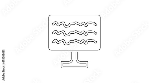 Black line Encephalogram icon isolated on white background. Electrical activity. 4K Video motion graphic animation photo