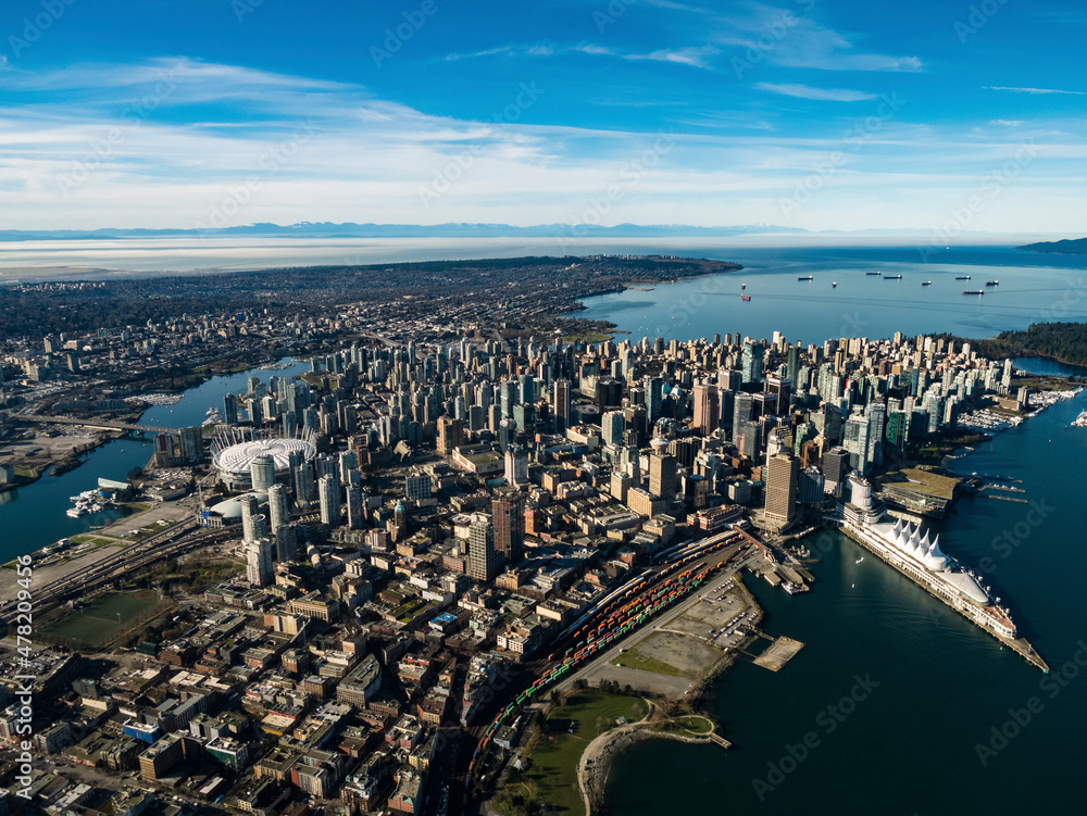 Fototapeta premium Stock Aerial Photo of Downtown Vancouver , Canada