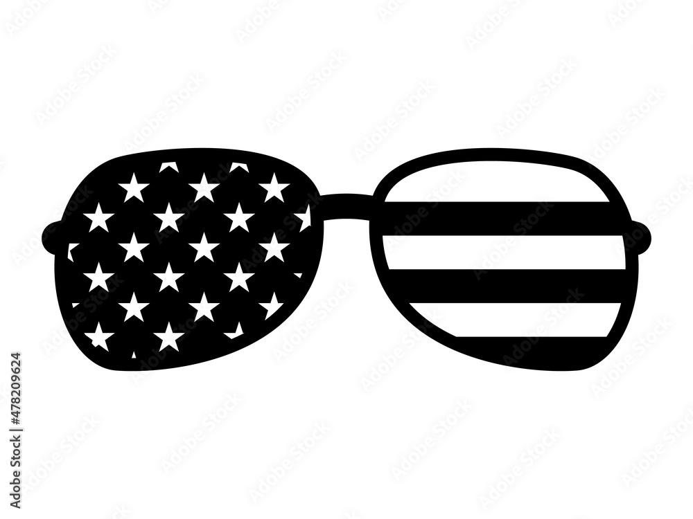 4th of july sunglasses flag silhouette icon. Clipart image isolated on white background Stock Vector Adobe Stock