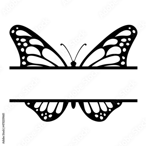Butterfly split monogram frame. Clipart image