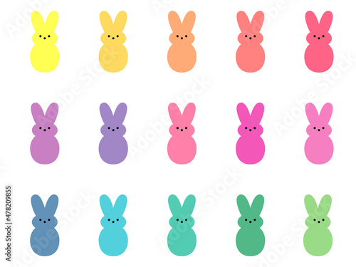 Easter bunny multiclolored icon set. Clipart image isolated on white background