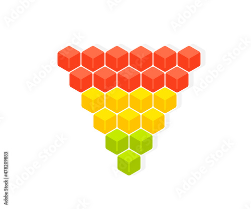 3 tier pyramid of cubes upside down diagram. Clipart image
